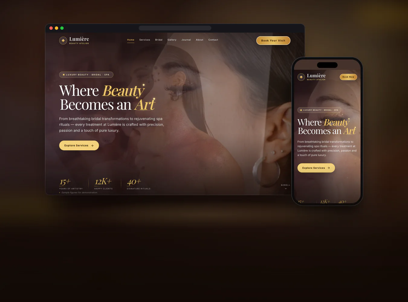 Lumière Beauty & Bridal Site – website demo by Sajuni