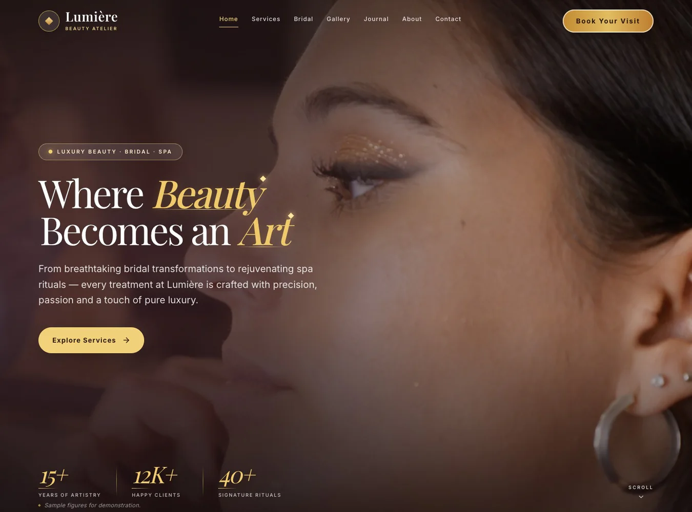 Lumière Beauty & Bridal Site – website demo by Sajuni